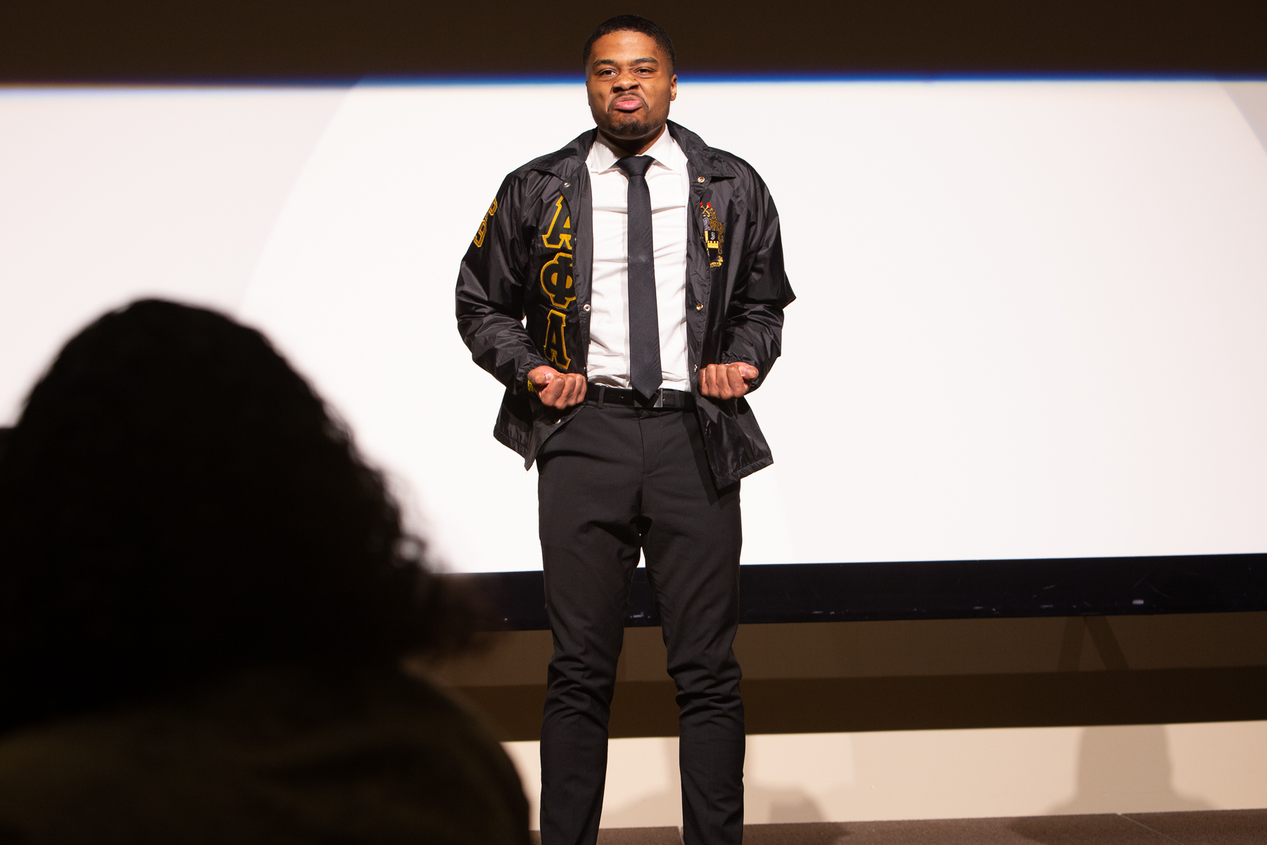 Students in the Alpha Phi Alpha fraternity at DePaul University, performed a step tribute during the breakfast. Dr. King was a member of Alpha Phi Alpha, one of the largest black fraternities in the nation. (DePaul University/Randall Spriggs)